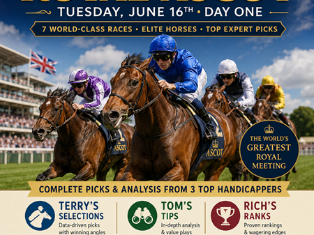Royal Ascot Day 1 picks featuring Terry's Selections, Tom's Tips and Rich's Ranks for every race on Tuesday's card.